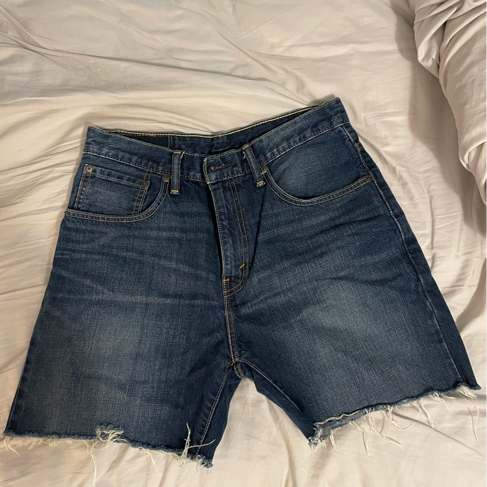 Levi's Blue Jean Shorts with Frayed Hem